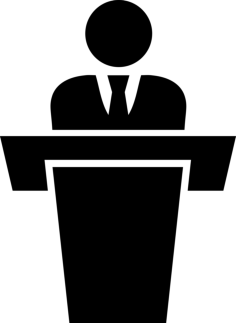 Businessman Behind Podium Giving A Speech Stencil Svg Design File, Free Vectors File